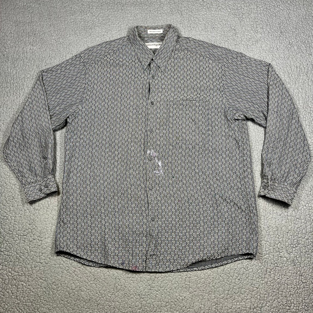Jhane Barnes Button Up Men L Long Sleeve Woven In Japan Multi Color Retro Casual